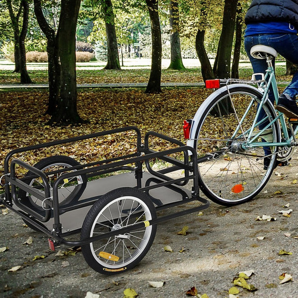 English Elm Aosom Heavy Duty Steel Bike Cargo Trailer Foldable 110 Lb Capacity Universal Hitch W2225P200662
