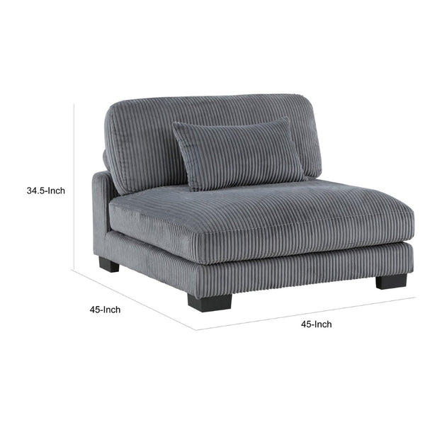 English Elm Rix Modular Armless Chair Corduroy Upholstered Channel Tufted Mid Century Sectional Seating Black+ Gray B056P412614
