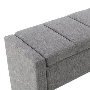 English Elm Modern Upholstered Bed End Bench with Hidden Storage, Linen Seat, Foam Comfort, Multiuse Accent Piece DARK GREY W2671P222552