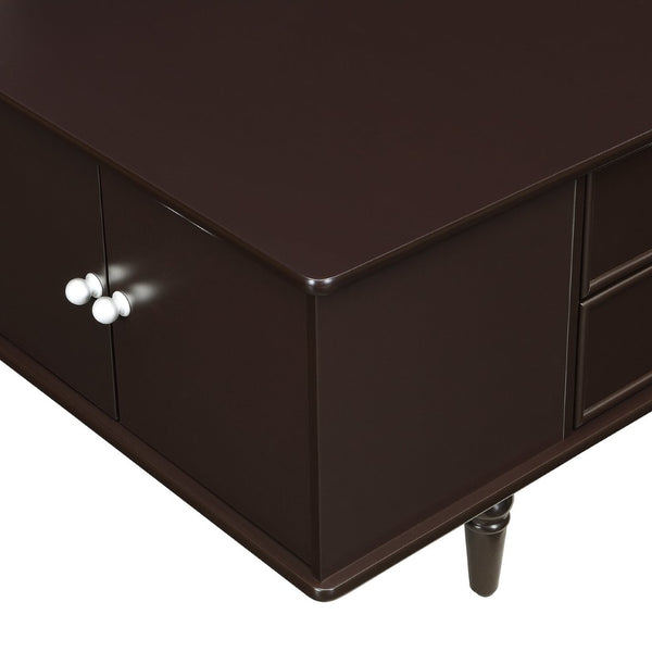 English Elm U-Can Modern Rectangle Coffee Table With Ample Storage, Metal Handles & Stylish Design For Living Rooms N724P286418D-GIGA