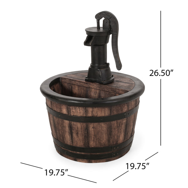 English Elm Christopher Knight Home® - 26.5" Handcrafted Weather-Resistant Wood Finish Floor Fountain with Waterfall Effect & LED Light 71775.00BRN