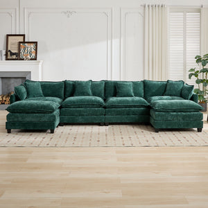 English Elm Cloud Sofa 4 Seats - Modular Sectional Couch In Green For Modern Living Rooms, Bedrooms & Comfort W1143S00021