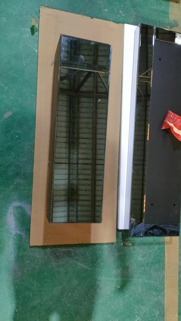 English Elm 10 Acrylic Diamond Mirror Wall Fireplace Frame 10x10x32 Silver MDF Glass LED 3D Flame Remote Controlled Overheat Protection Adjustable 750/1500W Energy-Saving W100535724