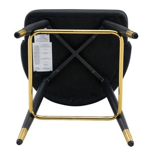 English Elm Set of 2 Pu Leather Barstools with Gold Footrest Curved Back for Kitchen Island Black W1151P383770