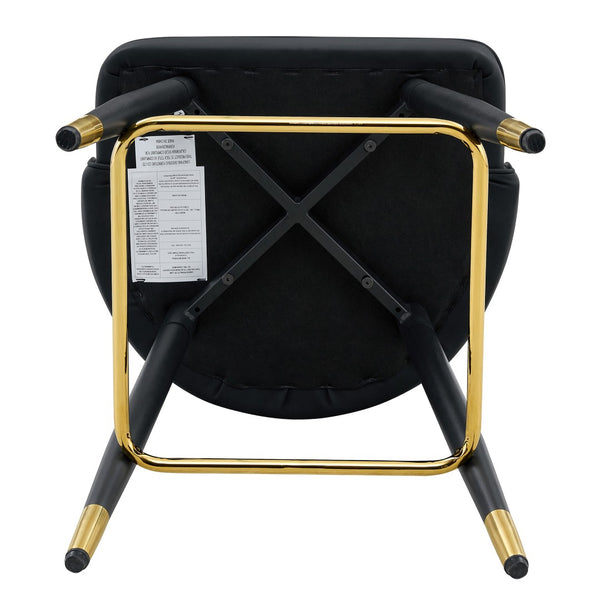 English Elm Set of 2 Pu Leather Barstools with Gold Footrest Curved Back for Kitchen Island Black W1151P383770