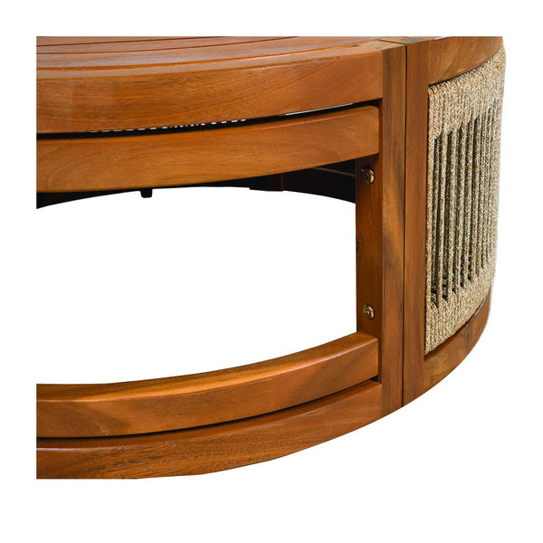 English Elm Christopher Knight Home® - 4-Piece Patio Seating Group Premium Acacia Wood Outdoor Set with Curved Tub Design & Woven Rope Accents, Water-Resistant Cushions and Slatted Table Finish Teak+ Beige N767P269282A