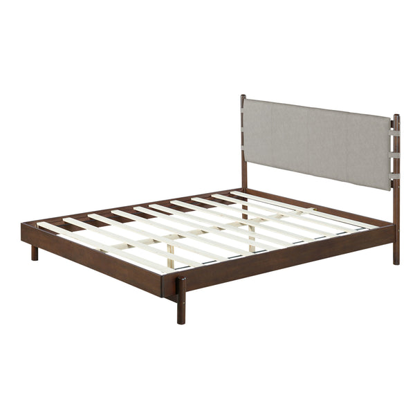 English Elm Christopher Knight Home® - Premium Rubber Wood Platform Bed Frame - Stylish Queen Bed With Elegant Headboard In Walnut & Grey N770P288638D_N770P288639D