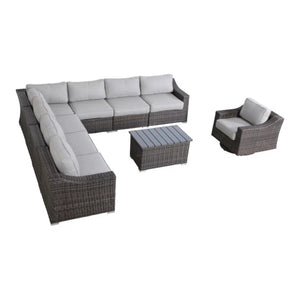 English Elm Outdoor 7-Person Wicker Sectional Set – Pre-Assembled, Plush Cushions, Modular Design For Comfort B120S00108-GIGA