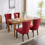 English Elm Classic Velvet Dining Chairs, High-End Tufted Solid Wood Contemporary Velvet Upholstered Dining Chair With Wood Legs Nailhead, Set Of 2,Burgundy, Wine Red,Sw2001Wr