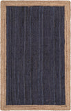 Unique Loom Braided Jute Goa Hand Braided Border Rug Navy Blue, Tan 5' 1" x 8' 0"