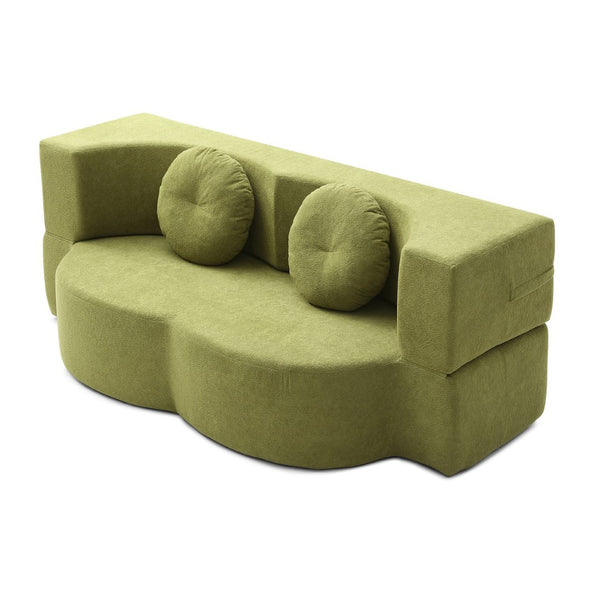 English Elm 2-in-1 Folding Floor Sofa Foam Sleeper Twin Futon Couch for Compact Living Spaces Green W1117P419825