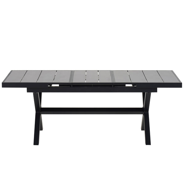 English Elm U_Style Expandable Outdoor Dining Set with 6 Polyester Woven Tape Chairs, Iron Frame, 62.9–82.6" WY000444AAE