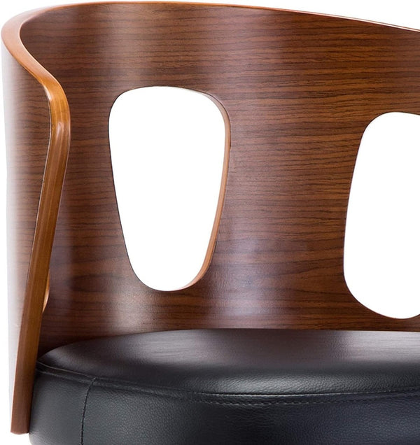 English Elm 1pc Mid-century Modern Swivel Counterstool Faux Leather Barrel Back Walnut Frame B011P479664