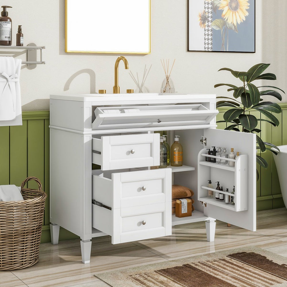 English Elm 36'' Modern Bathroom Vanity With Ceramic Sink, Soft-Close Drawers, Ample Storage & Elegant Design N710P230246K