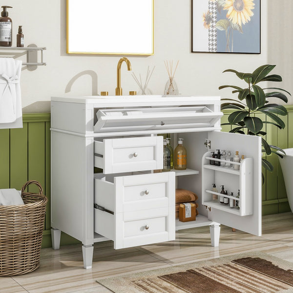 English Elm 36'' Modern Bathroom Vanity With Ceramic Sink, Soft-Close Drawers, Ample Storage & Elegant Design N710P230246K