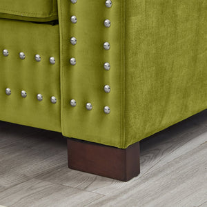 English Elm Modern Velvet Sofa With Square Armrests, Silver Nailhead Trim & Hidden Storage In Green Upholstery W1097S00186