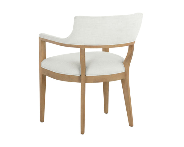 Sunpan Brylea Dining Armchair - Stylish Leather Accent Chair for Dining Room or Living Space Comfort Natural, Heather Ivory Tweed