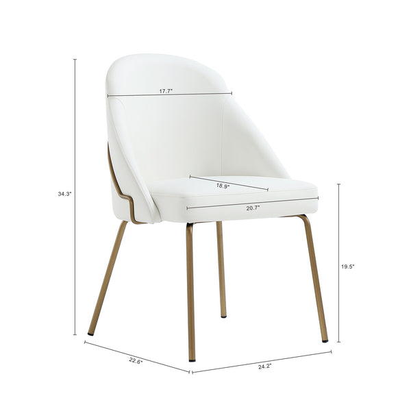 English Elm Gracie Metal Vegan Leather Dining Chair White & Gold — Luxurious Leatherette, High-Density Foam Comfort, 275 lb Capacity B365P397749