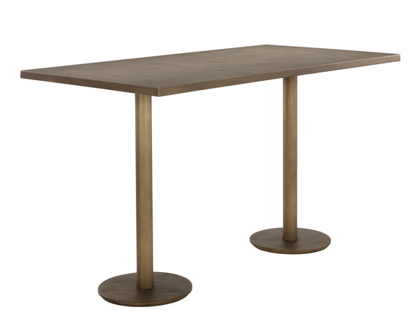 Sunpan Corina Bar Table - Handcrafted Iron with Antique Brass Finish, Unique Artisanal Design for Dining Spaces