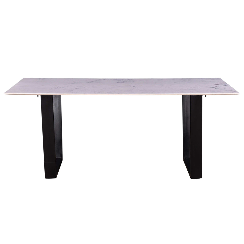 English Elm Modern Rectangular Marble Dining Table with Iron Base, Seats 6-8, Easy Assembly, Sleek Entertaining Surface B2741S00018