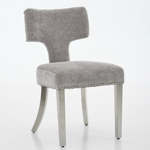 English Elm Mid Century Modern Dining Chairs with Copper Nail Trim, Plush High-Density Foam Seats, Brushed Steel Legs Gray W1143P314900