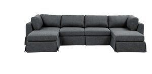 English Elm 6-Piece Upholstered Sectional Sofa - Versatile Modular Design For Cozy Family Spaces & Easy Maintenance B343S00017