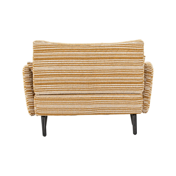 English Elm Modern tufted two-seater sofa with boucle upholstery, tapered legs, storage pockets, cozy compact design Mustard yellow W395P376588