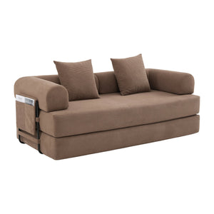 English Elm UNITED modular foldable sofa with metal frame, corduroy upholstery, side pocket & quick assembly convenience Brown W1568P375636