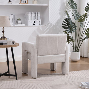 English Elm Modern Chenille Armchair with Ergonomic Curved Armrests, 500lb Capacity, Nordic Minimalist Accent Chair for Living Room Beige W395P380514