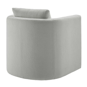 English Elm Sutton Upholstered Linen Swivel Barrel Chair with Pocket Coil Seat, Reversible Cushions & Stain-Resistant Fabric Gray B050P322590