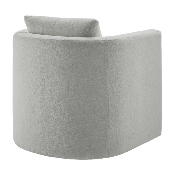 English Elm Sutton Upholstered Linen Swivel Barrel Chair with Pocket Coil Seat, Reversible Cushions & Stain-Resistant Fabric Gray B050P322590