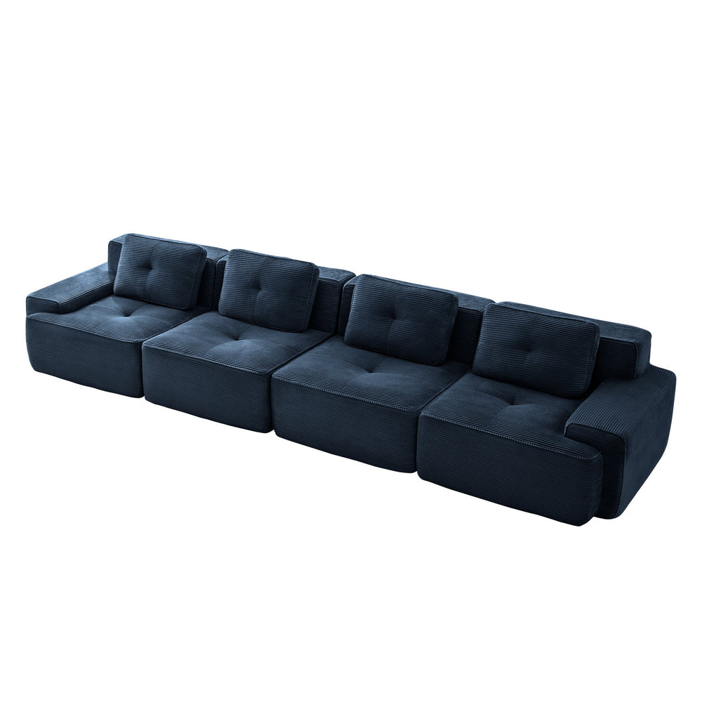 English Elm 153" Modern Modular Sectional Sofa – Plush Corduroy 4-Seater Couch With No Assembly, Anti-Slip Design W714S01498