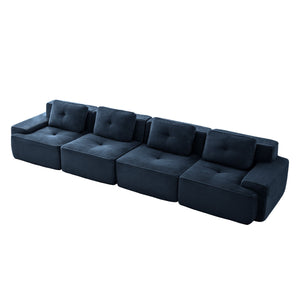 English Elm 153" Modern Modular Sectional Sofa – Plush Corduroy 4-Seater Couch With No Assembly, Anti-Slip Design W714S01498