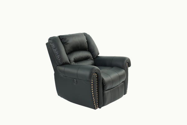 English Elm Modern Oversized Manual Recliner Chair Glider in Bonded Leather with Nailhead Trim and Plush Support Black 41 L x 31 W x 27 H B011P205581