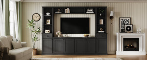 English Elm Minimalist Modular Wall Unit Four Piece Entertainment System Fits Tvs up to 75 Inches Black SD000031AAB