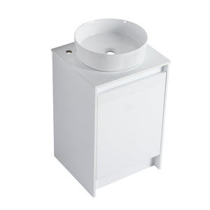 English Elm 32" Modern Freestanding Bathroom Vanity With Art Ceramic Sink & Small Storage Cabinet - Glossy White W999S00432