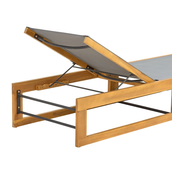 English Elm Mia Outdoor Acacia Wood Chaise Lounge with Breathable Mesh for Pool Deck or Patio N776P301495D