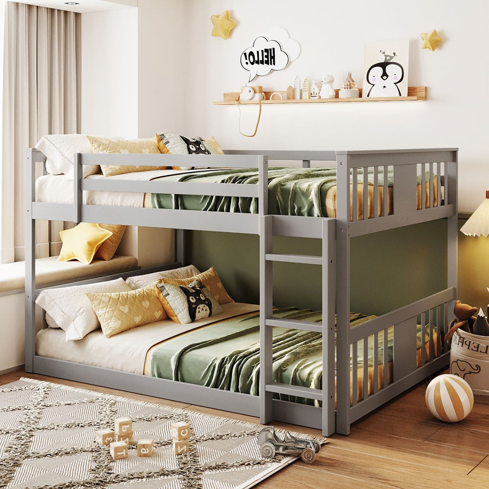 English Elm Full Over Bunk Bed Pine Frame Gray Finish Kids Guest Room Sleep Solution LT100207AAE