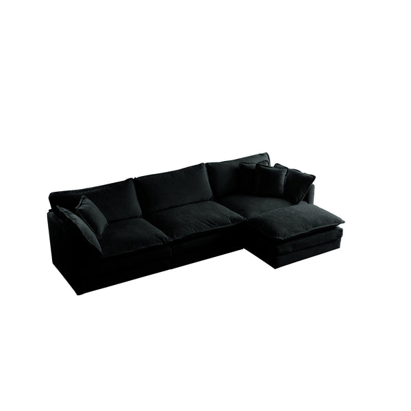 English Elm Free Oversized Modular L-Shaped Sectional Sofa With Reversible Ottoman - Cozy Chenille Comfort, Black W714S00629