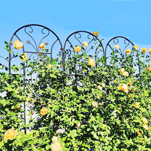 English Elm 4 Pack Powder-coated Metal Garden Trellis Panels Rustproof Climbing Plant Support Outdoor W1586P268031