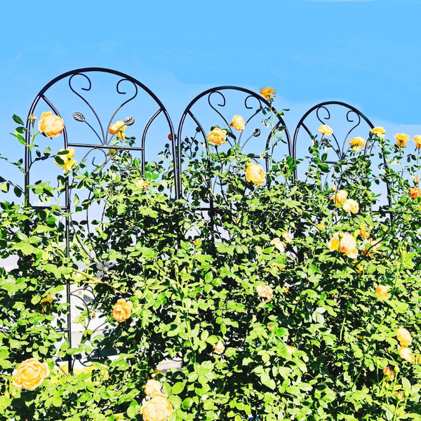 English Elm 4 Pack Powder-coated Metal Garden Trellis Panels Rustproof Climbing Plant Support Outdoor W1586P268031