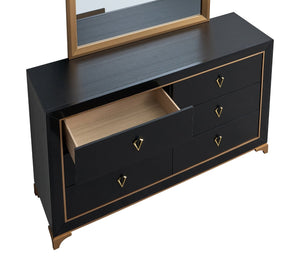 English Elm Kramer Six Drawer Dresser Black Laminate Body with Bold Gold Hardware and Base B078P497918