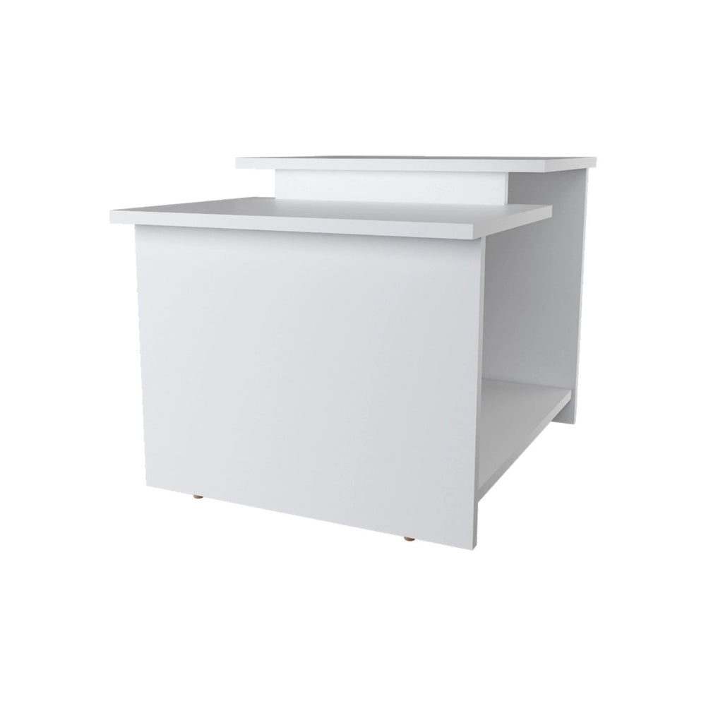 English Elm White Coffee Table With Open Shelves – Modern Minimalist Design For Organized Living Spaces B062P290252-GIGA