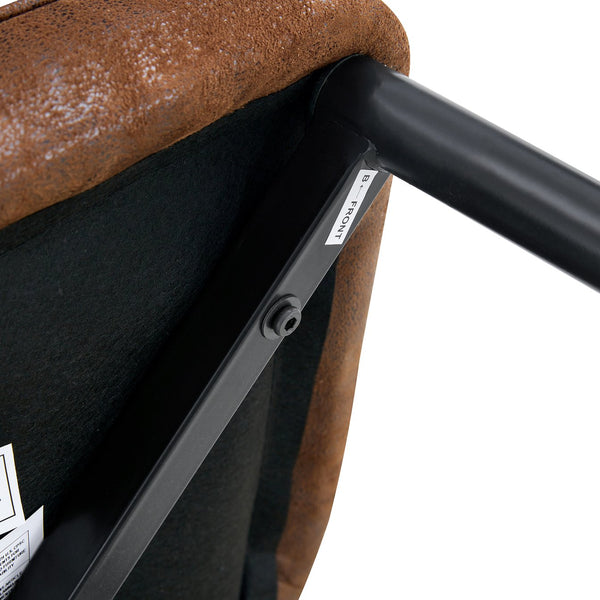 English Elm Brown Suede-Like Velvet Dining Chair Set - Elegant 4-Pack With Black Metal Legs & Gold Accents W1151P211985