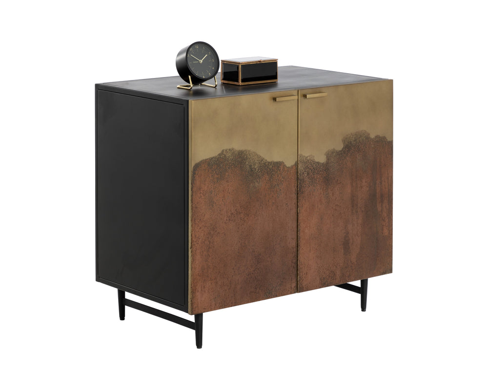 Sunpan Auburn Nightstand With Antique Brass Ombre Finish, Unique Artisan Craftsmanship For Global Style Black Iron 111819