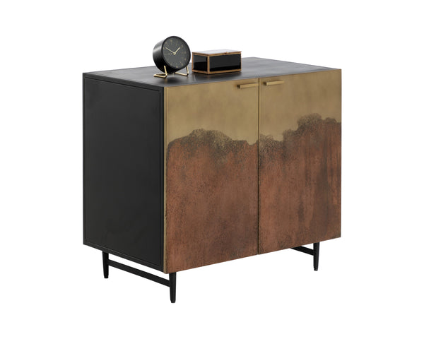 Sunpan Auburn Nightstand With Antique Brass Ombre Finish, Unique Artisan Craftsmanship For Global Style Black Iron 111819