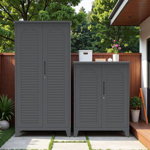 English Elm 47'' Heavy-Duty Metal Tool Storage Cabinet Slate - Space-Saving Wall Mount, Adjustable Shelves, Pegboard Organizer W3387P351632