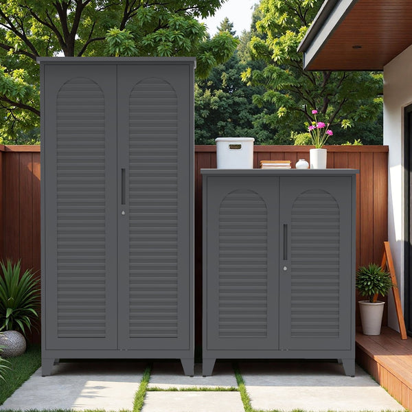 English Elm 47'' Heavy-Duty Metal Tool Storage Cabinet Slate - Space-Saving Wall Mount, Adjustable Shelves, Pegboard Organizer W3387P351632