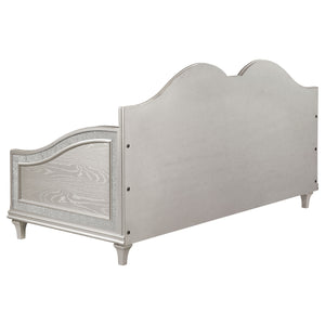 English Elm Aurelia Victorian Glam Twin Daybed in Silver Oak & Ivory with Faux Diamond Trim, Sculpted Upholstery B062S01248
