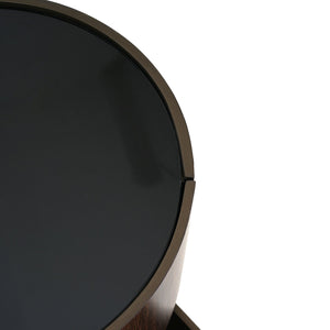 English Elm Christopher Knight Home® - MDF Oval Italian Double-Layer Side Table with Tempered Glass Top, Space-Saving Storage, Sturdy Elegance Black+Brown N770P281243B